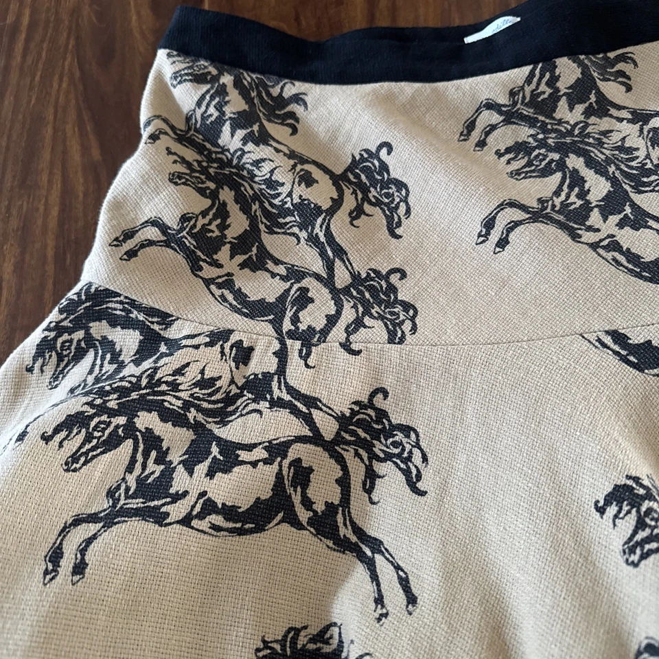 Falda Odille Fit & Acampanada Mezcla Lino Patrón Caballo Malla Forrada Para Mujer Talla 6” Foto 4 de 4