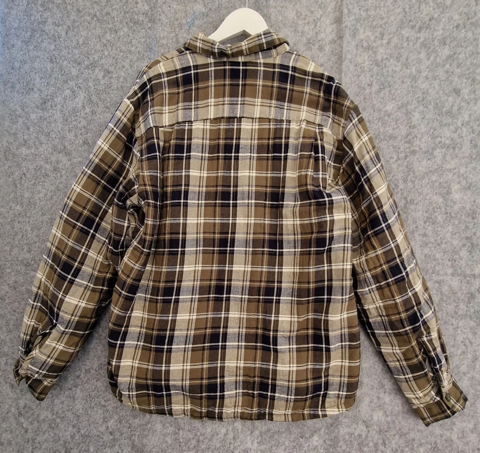 WRANGLER Sherpa Shirt Plaid Flannel Lined Worker Outdoor Green Shacket Men L - Image 3 of 4