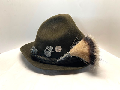 Vintage Wegener German Green Fedora Hat with 9 Pins / Hair Pin Oktoberfest