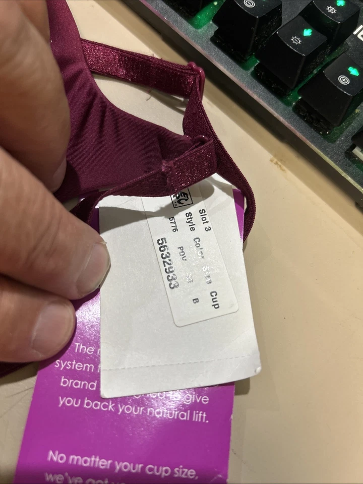 Sujetador con aros Barely There 5776 talla 36B Borgoña NUEVO con etiquetas difíciles de encontrar Foto 3 de 4