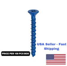 Concrete Tapping Screw Pack 100 Pcs, Phillips Flat Head, Blue Finish (USA STOCK)