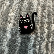 Black Cat Enamel Pin Heart Kitten Cute Brooch Backpack Hat Lapel Cat Lady Gift