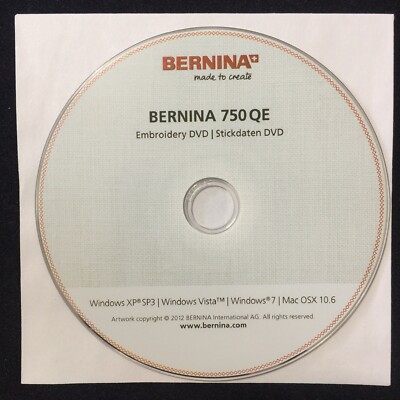 Genuine Bernina Embroidery DVD - For Bernina 750 QE Embroidery Machine ART & EXP