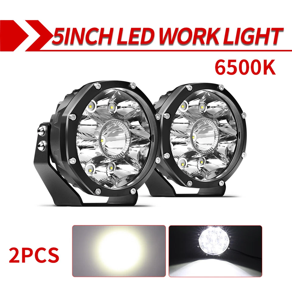 5inch Osram LED Driving Lights Spotlights Spot Round Offroad 4WD Black 4x4 Lamp - Image 3 of 4