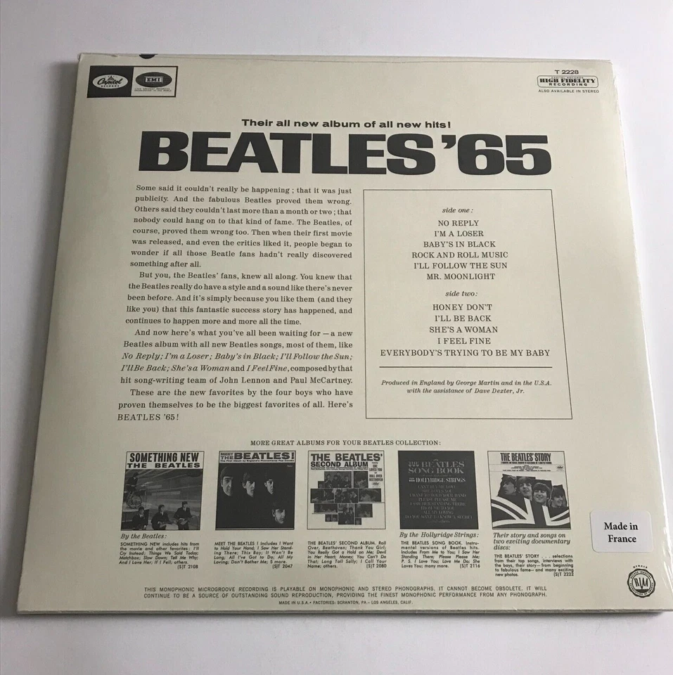 The Beatles - Beatles '65 LP Vinyl Record - T 2228 (Mint/Sealed) - Image 2 of 3