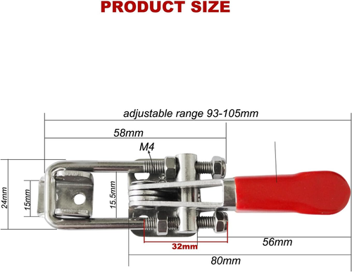 2 Heavy Duty Toggle Clamps Adjustable Quick Release Latch U Bolt 400LB Stainless - Picture 6 of 12