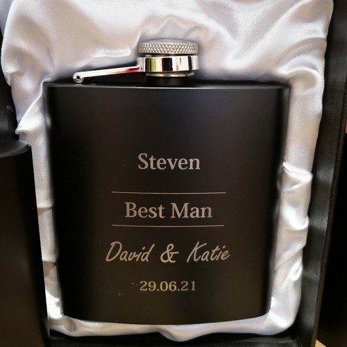 Flachmann Hochzeit Gastgeschenk personalisiert Geschenk Platzanweiser Bräutigam Trauzeuge Flachmann - Bild 5 von 6