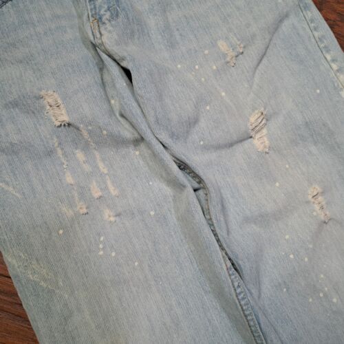 Jeans chor vintage anni 90 uomo 30x30 larghi vernice invecchiata macchie sbiadite gamba larga - Foto 5 di 14