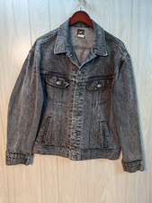 Vtg Lee 1986 Padt 153438 Denim Trucker Jacket Black Stonewash Women Size Large L