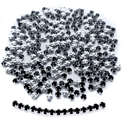 Vintage Swarovski Rose Montees in 10ss, 12ss, 20ss Jet black, Silver Plated