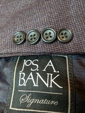 Jos A Bank 46L Blue maroon Check Peak Lapel Jacket Blazer Sport Coat wool Tweed