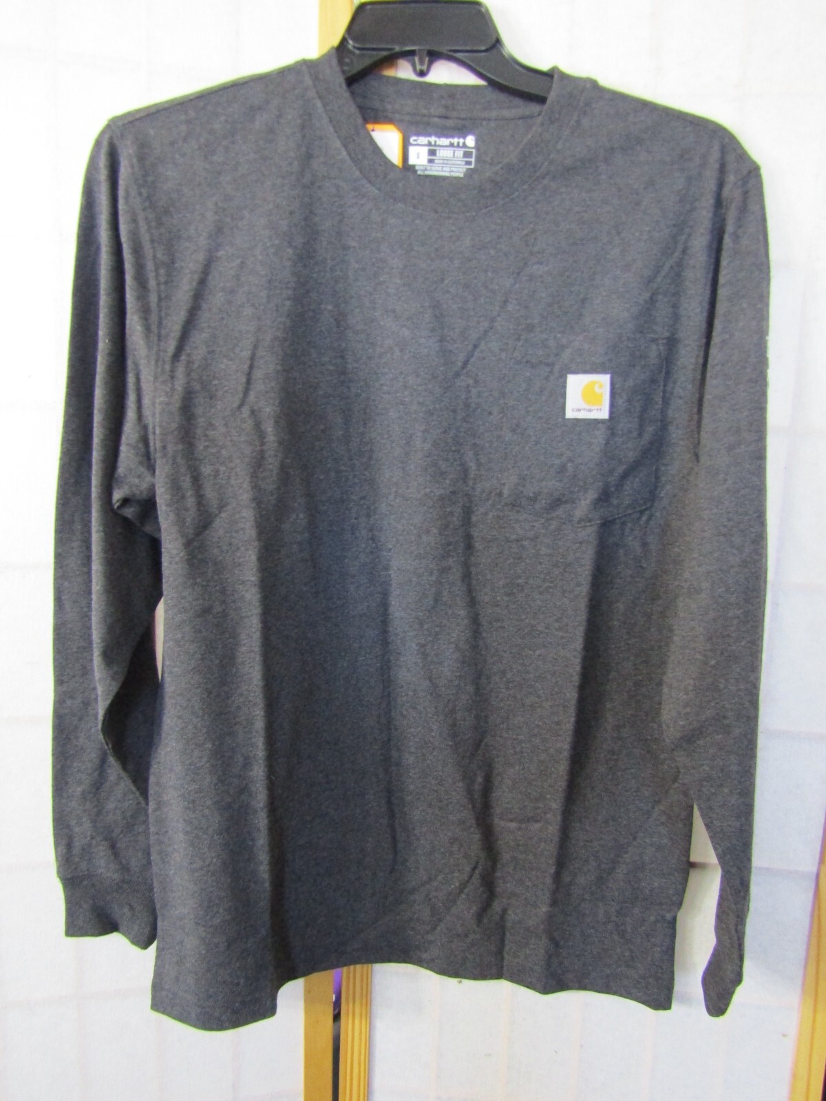 NWT Carhartt Loose Fit Charcoal Heavy Weight Long Sleeve Cotton T-Shirt Men 2XL