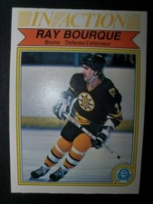 Ray Bourque Boston Bruins In Action O-Pee-Chee 1982-83 OPC Hockey Card #24 NMM d