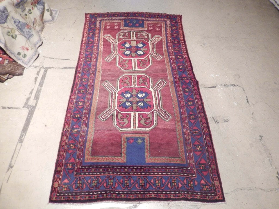 4x8' Red Semi Antique Caucasian Kazak Runner 72961 - Image 3 of 4