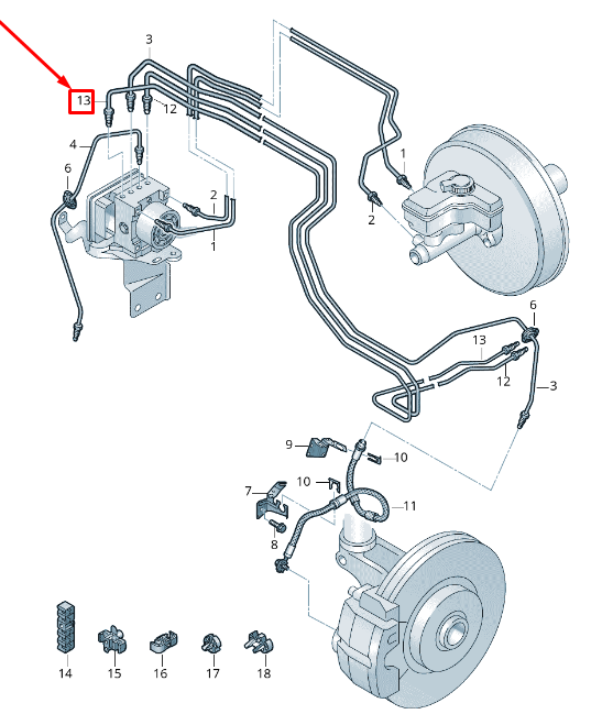 NOUVEAU TUYAU DE FREIN DROIT SKODA KODIAQ NS 5QB614726B ORIGINAL