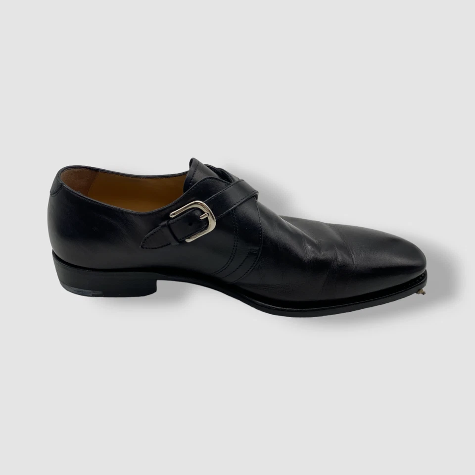$995 Paul Stuart Para hombres Negro Galante Correa Cruzada Cuero Mocasines Zapatos Talla 9 Foto 3 de 4