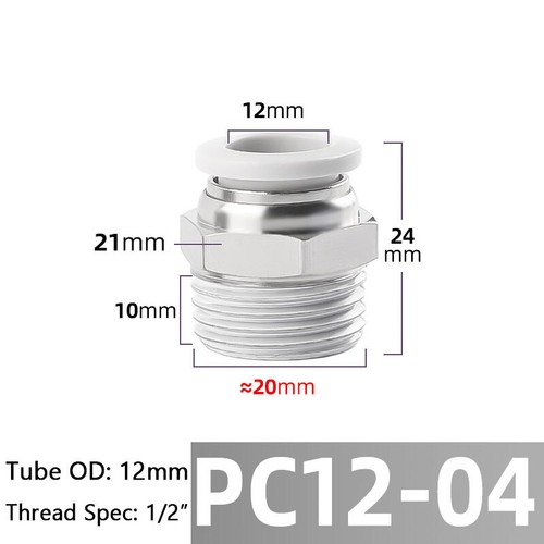Pneumatic Fittings Straight Male Stud Push Fit Connector For Air Water Hose Tube - Picture 20 of 32