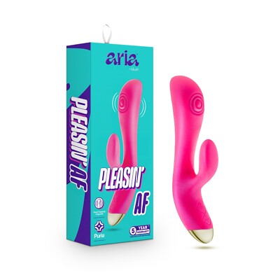 Blush Pleasin' AF Silicone G Spot Dual Pulse Rabbit Vibrator Clitorial Sex Toy
