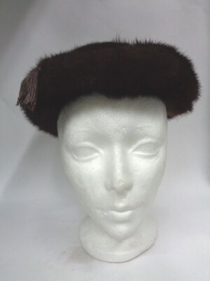 EXCELLENT CANADIAN DARK RANCH MINK FUR HAT CAP WOMEN WOMAN  display picture 2