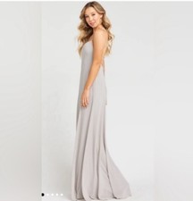 Show Me Your Mumu Godshaw Goddess Gown Dove Grey Chiffon  New In Package