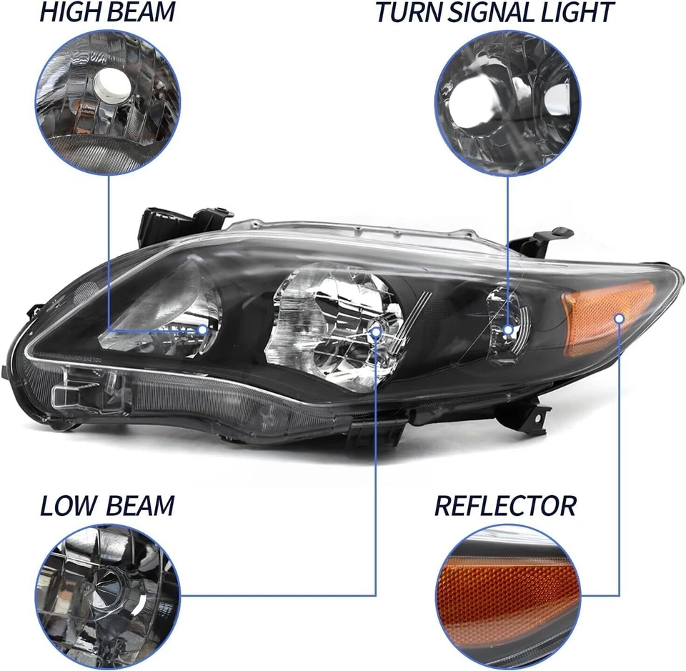 Par de faros izquierda+derecha carcasa negra Toyota Corolla 2011-2013 Foto 4 de 4