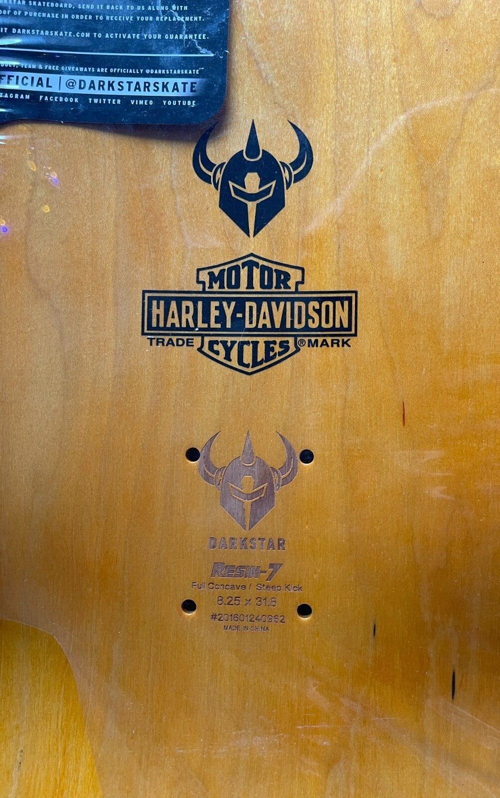 DARKSTAR x Harley Davidson Motorcycles Dave Bachinsky 8.25" skateboard deck