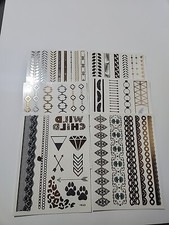 6 Sheets Arm Band Temporary Tattoos Gold And Silver Costume