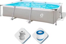 Avenli Piscina Rettangolare con Struttura, Grigio, Rectangular Pool