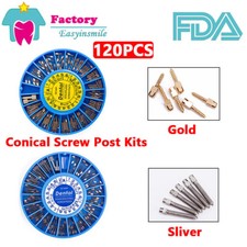 120Pc Dental Endodontic Conical Screw Post Kits Sliver/Gold Assorted EASYINSMILE