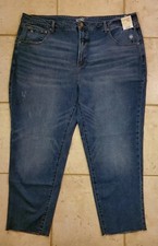 Terra  Sky Womens 24W Distressed Cropped Capri Jeans Stretch - NWT