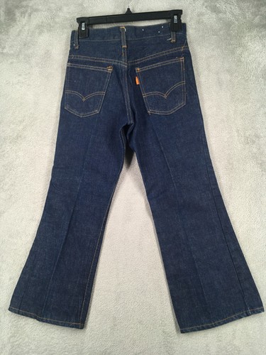 Vintage Levis Jeans Boys Husky Size 27 Dark Wash Denim Bootcut 70s Orange Tab - Picture 12 of 20