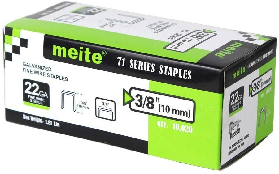 Meite Galvanized Standard Upholstery Staples - 71 Series - 22 Gauge - 3/8" Crown