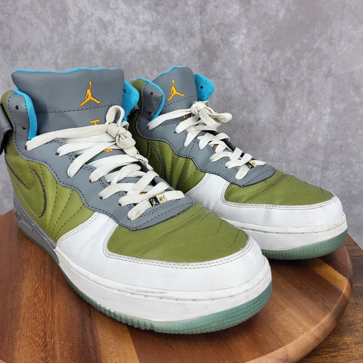 Nike Air Jordan Fusion 12 Sneakers Mens‎ 13 AJF12 Green Gray Leather 2007 Shoes Nike Air Jordan Fusion 12 Sneakers Mens 13 AJF12 Green Gray  main image 4