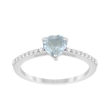 0.5Ct Heart Cut Aquamarine 925 Sterling Silver Solitaire Women Wedding Ring