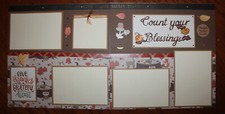 Thanksgiving scrapbook pages 2 each 12 x 12 handmade photo ready Count Blessings