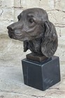 Bronze American Cocker Spaniel on Marble Base Statue Figurine Sculpture Decor