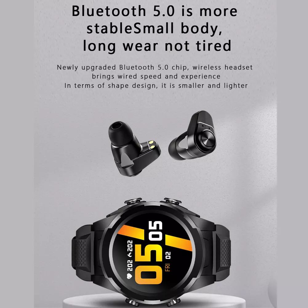 Smart Watch with Earbuds Stereo Music Wrist Watch Fitness Tracker Smartwatch