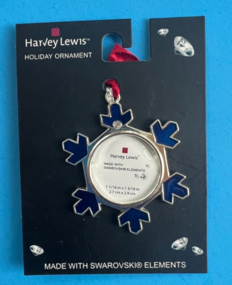 HARVEY LEWIS Snowflake Photo Ornament ~ Silver and Blue Swarovski Elements