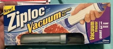 Ziploc Vacuum Starter Kit Hand Pump With 3 Freezer Quart Bags Discontinued New