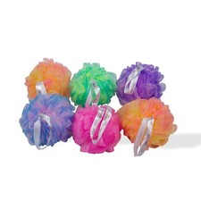 NEW Draizee Six 5" Exfoliating Tri-Colored Mesh Shower Pouf 50 grams 3 Pack