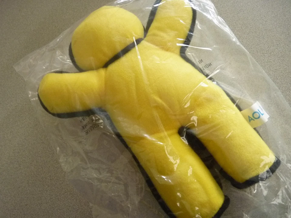 NEW w tag SEALED Vintage AOL Running Man Plush America Online Beanie - Image 4 of 4