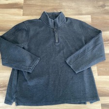 Eddie Bauer Sweatshirt Mens 2XL Gray Mock Neck 1/4 Zip Pullover Long Sleeve