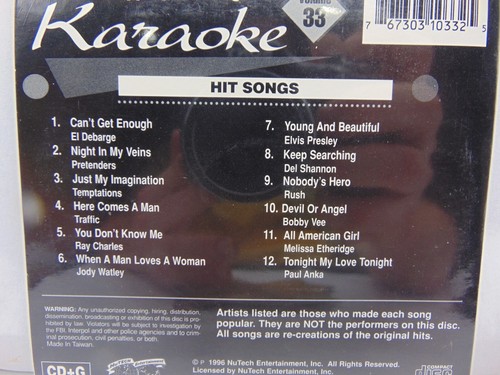 Nutech Karaoke New CDG (17 Pack) Rock & Roll Hair Band - Pop - Country Sealed - Picture 5 of 18
