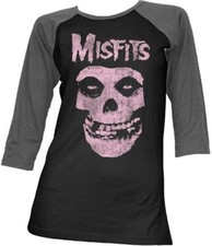 MISFITS DISTRESSED SKULL baseball raglan XL