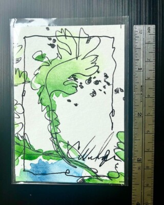 Ink & Watercolor ACEO ATC Artist Trading Card Tropics Fern by Cheryl Wehofer C54