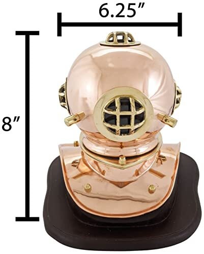 8 in. Solid Copper & Brass Miniature Replica 1941 US Navy Mark IV Diving Helmet - Picture 2 of 8