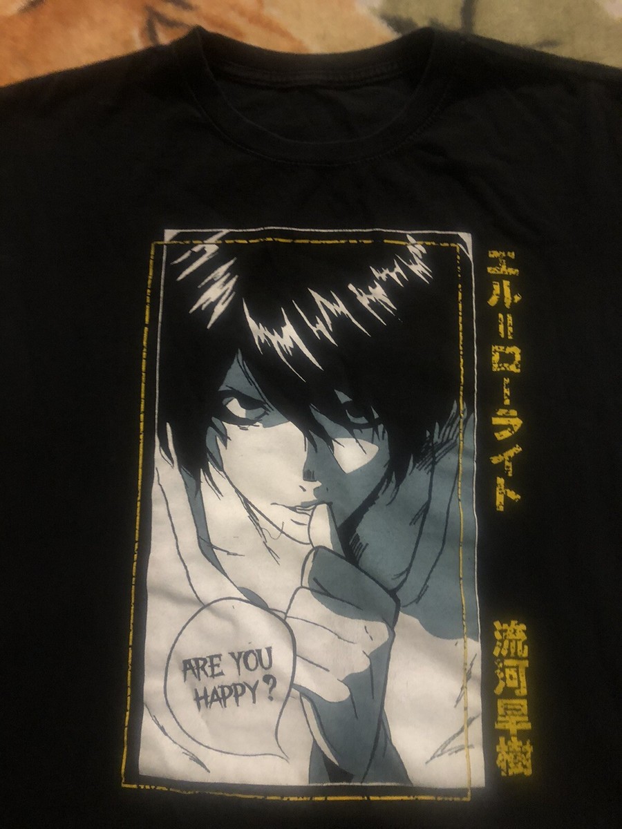 Deathnote L T Shirt Sz XL Are You Happy L vs Light Yagami *Rare