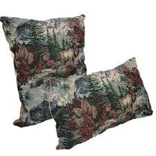 Tapestry Throw Pillows for Cabin Lodge Rustic ( 2 ) Decor - Deer Buck Handmade 