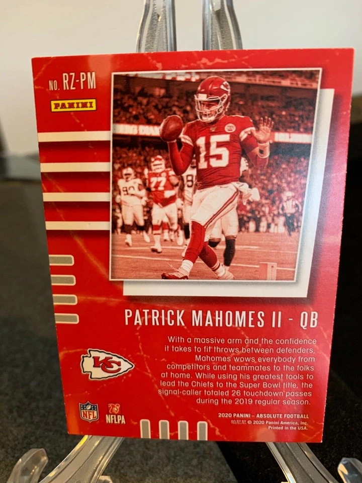 Patrick Mahomes II 2020 Panini Absolute Football Red Zone #RZ-PM Kansas City - Image 2 of 2