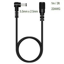 DC Power 5.5mm x 2.5mm Male Right Angle To Female Extension Cable CCTV Strip Led